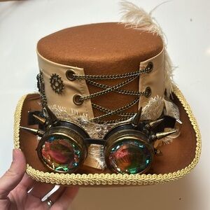 Steampunk Top hat with goggles gothic‎ cosplay
